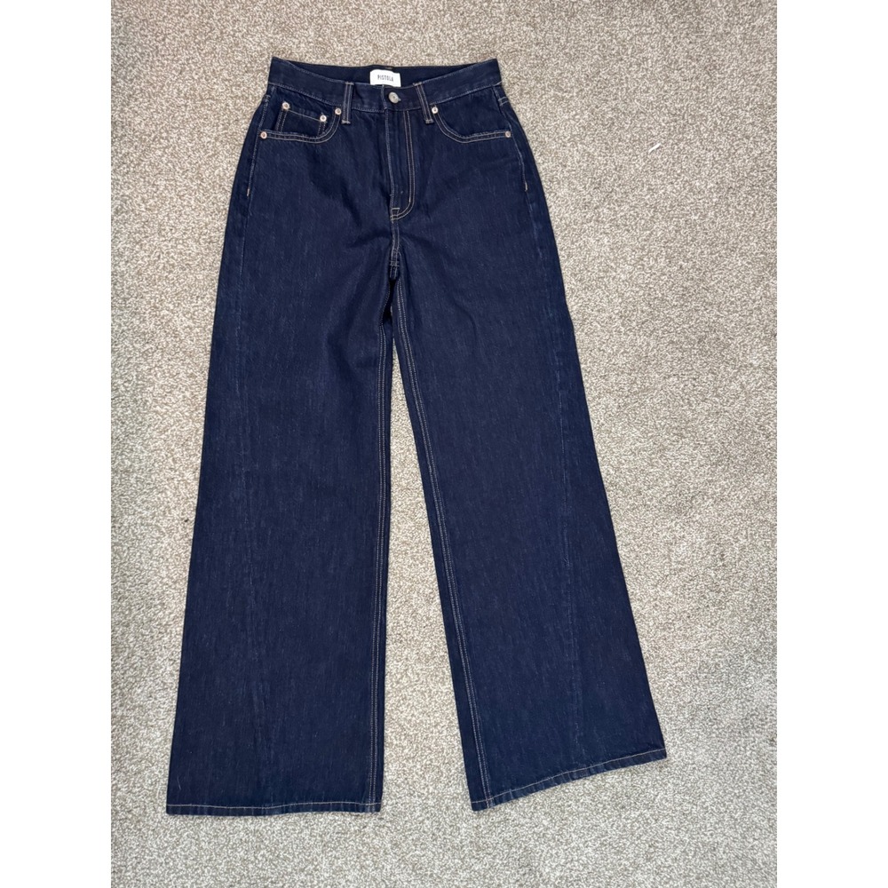 Pistola High Rise Wide Leg Jeans Dark Indigo Oxford Wash 100% Cotton Size 26